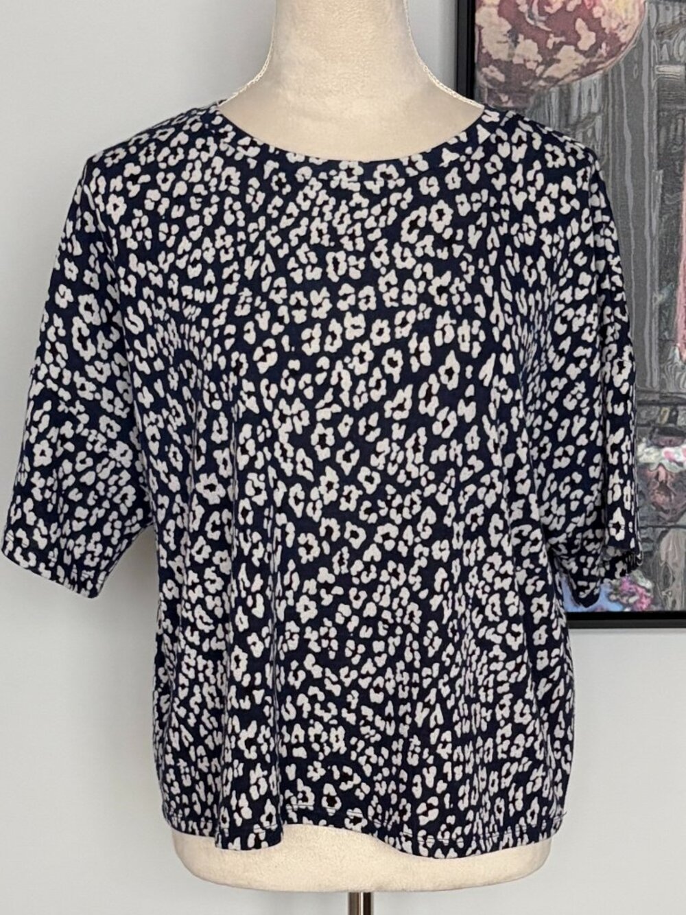 Banana Republic Blue/White Animal Print Sweater M